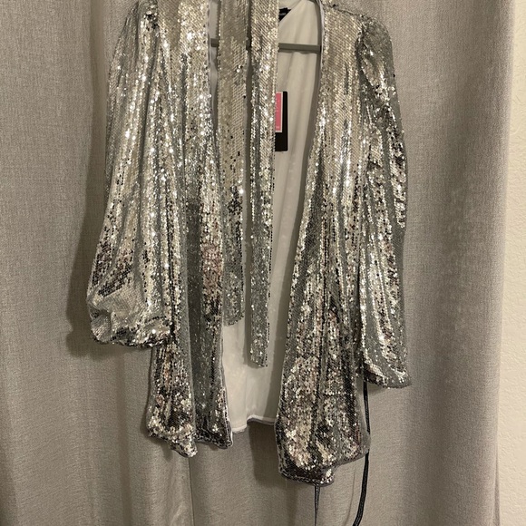 Sequin Long Sleeve Dress w/ Belt - Picture 6 of 14